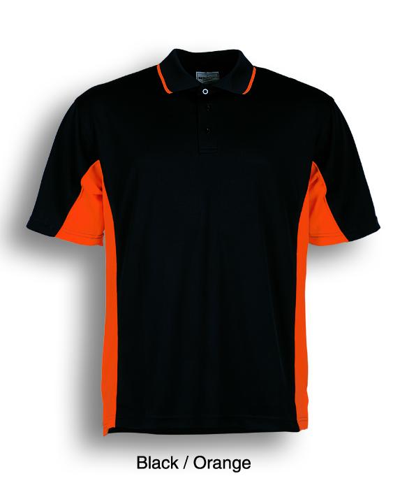 Black / Orange Breezeway Panel  Polo Shirt Short sleeve, UPF: excellent protection     160gsm, 100% breezeway polyester fabric     Breathable  micromesh fabric     Draws Sweat from Body, Quick Dry